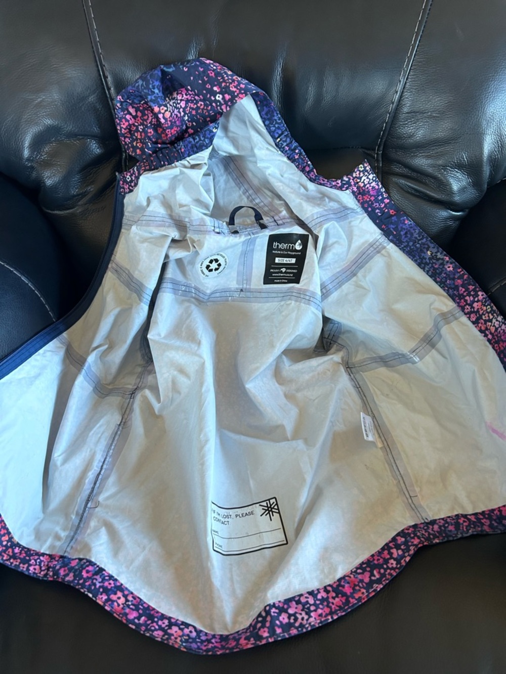 Therm Kids Winter Blossom 10K PackAway Raincoat - Picture 4 of 5